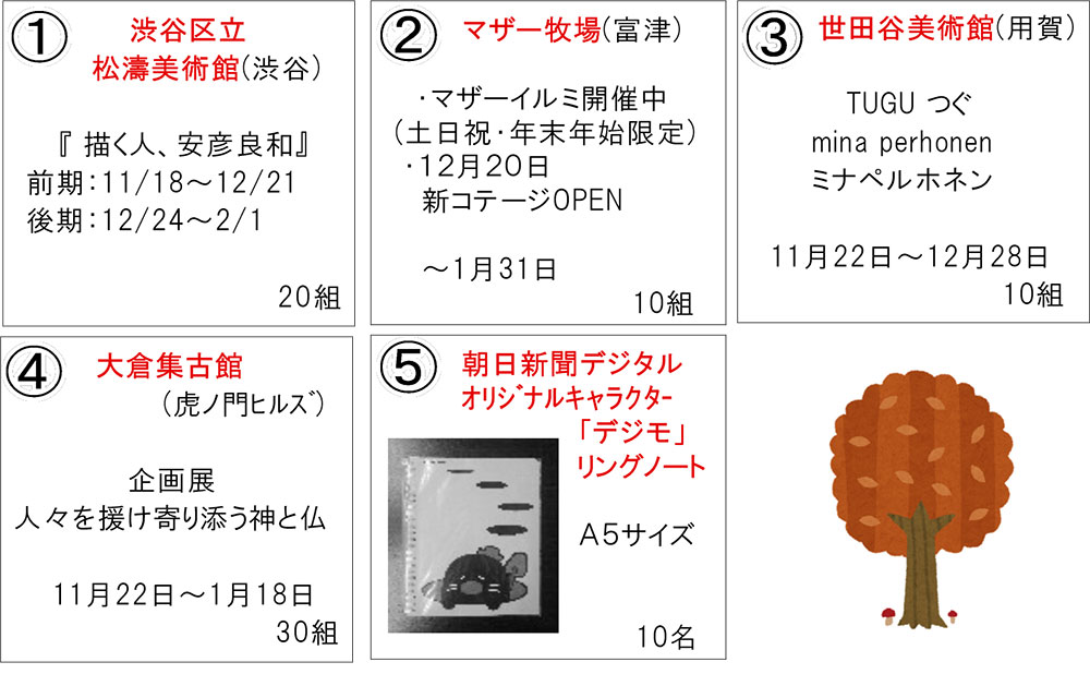 2025年11月プレゼント一覧